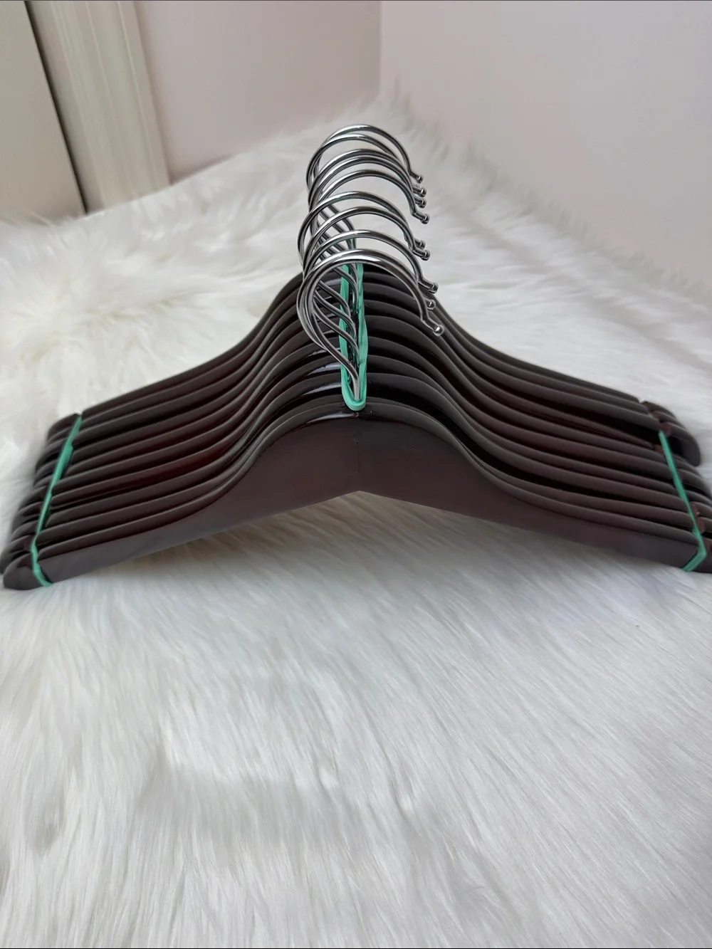 Wooden Shirt Hangers - Set of 10 in Dark Cherry Finish
